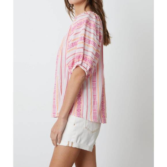 NEW VELVET BY GRAHAM & SPENCER kimmy boho raglan top in pink multi - Picture 2 of 3